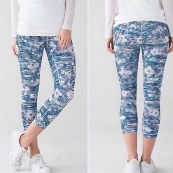 Lululemon Wunder Under Hi Rise Legging Blurry Belle Multi Stripe Blue - Picture 9 of 9